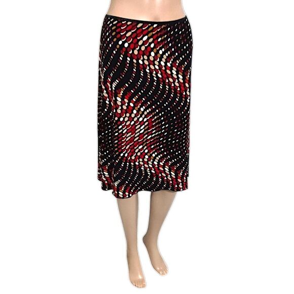 Y2K Midi Slip Skirt M Fairy Grunge Lettuce Hem Slinky Abstract Print Stretch 90s - Picture 3 of 16